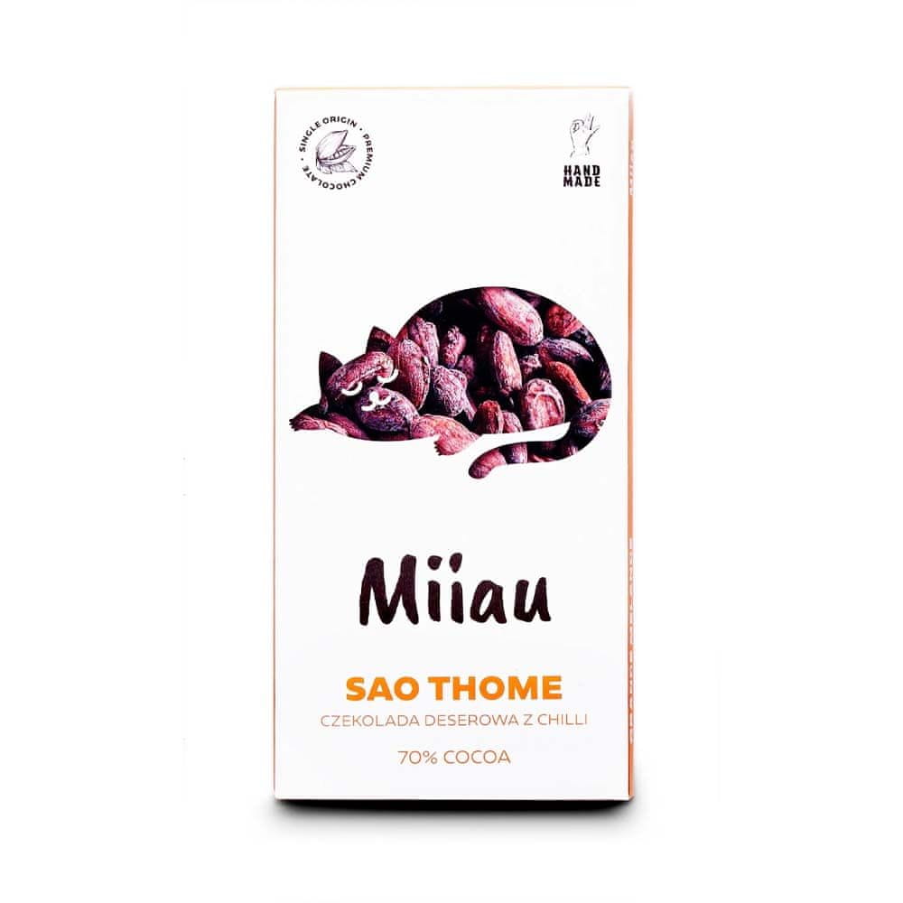 Chocolate Story Miiau Sao Thome | Dezertná čokoláda s chilli 70% kakaa z poľskej čokoládovne "Sao Thome Chololate with Chilli 70% Cocoa" 90g Miiau